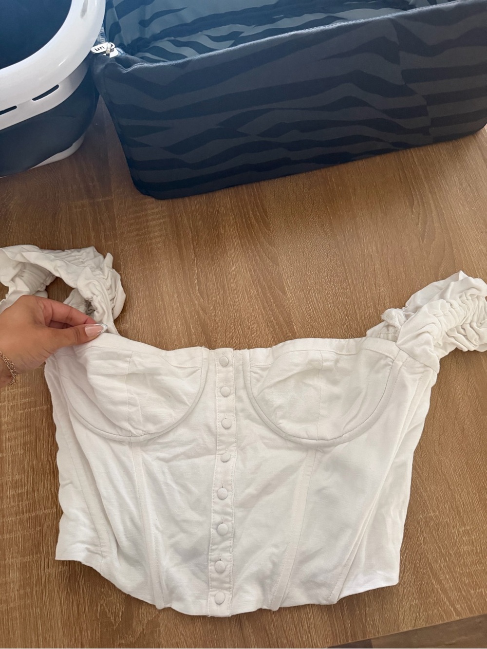 ASTR White Off-Shoulder Corset Bustier Top